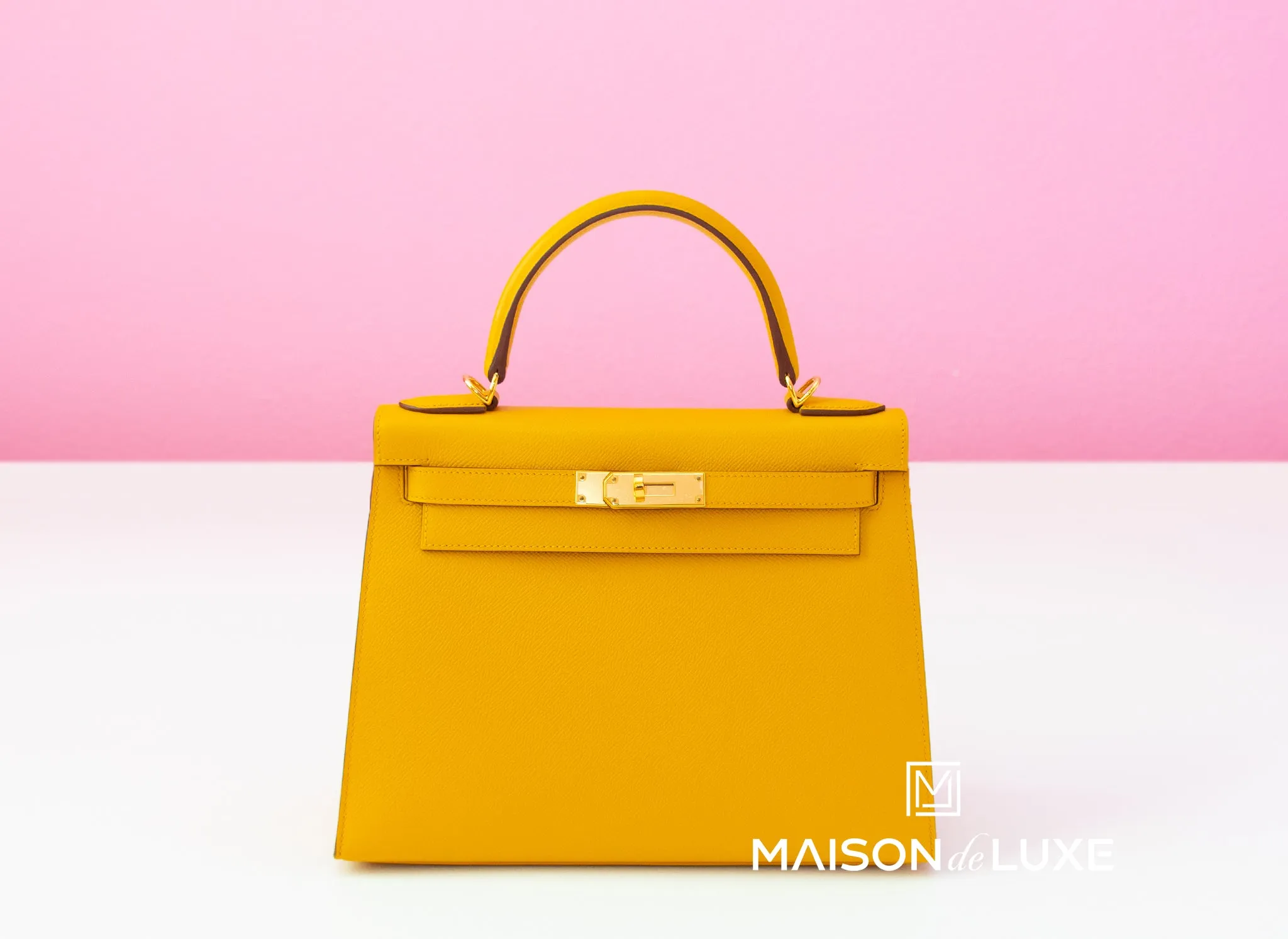 Hermes Jaune Ambre Sellier Epsom Kelly 28 Handbag