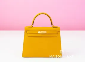 Hermes Jaune Ambre Sellier Epsom Kelly 28 Handbag