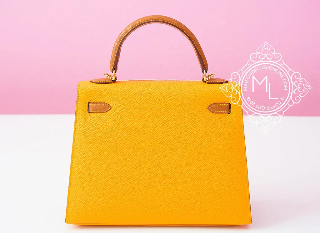 Hermes Jaune D'or   Gold HSS Sellier Epsom Kelly 25 Handbag