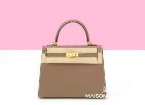 Hermes Kelly Sellier 25 Etoupe Epsom Gold Hardware