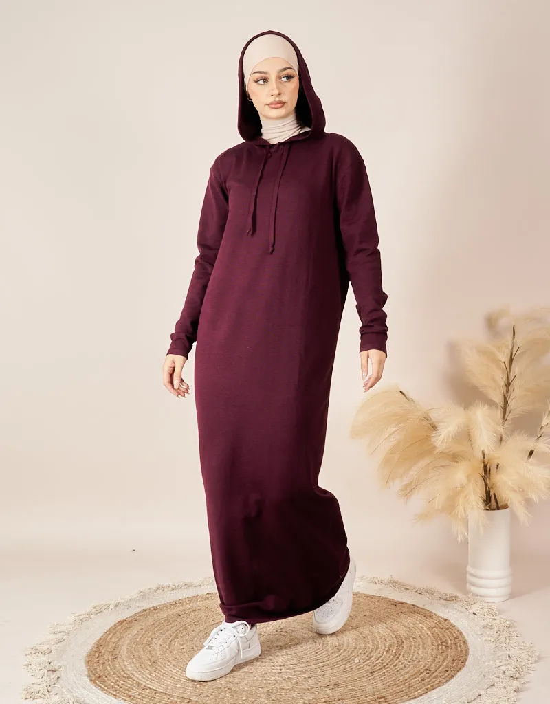 Hooded Knit Dress - Dark Shades