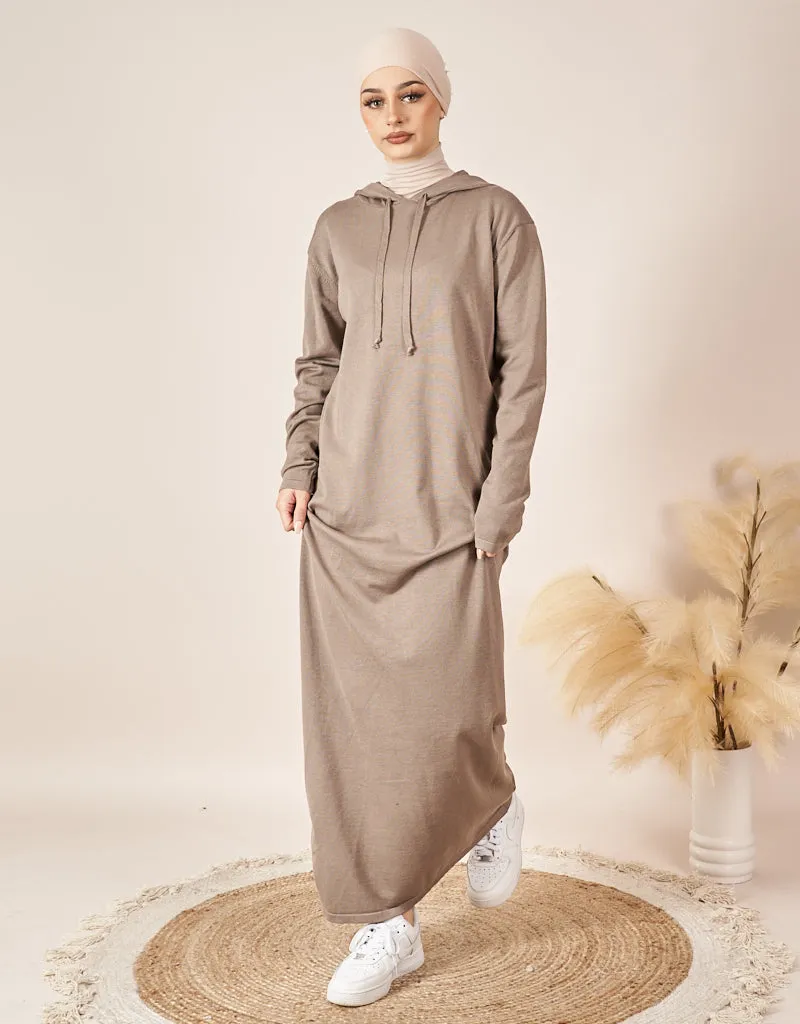 Hooded Knit Dress - Light Shades