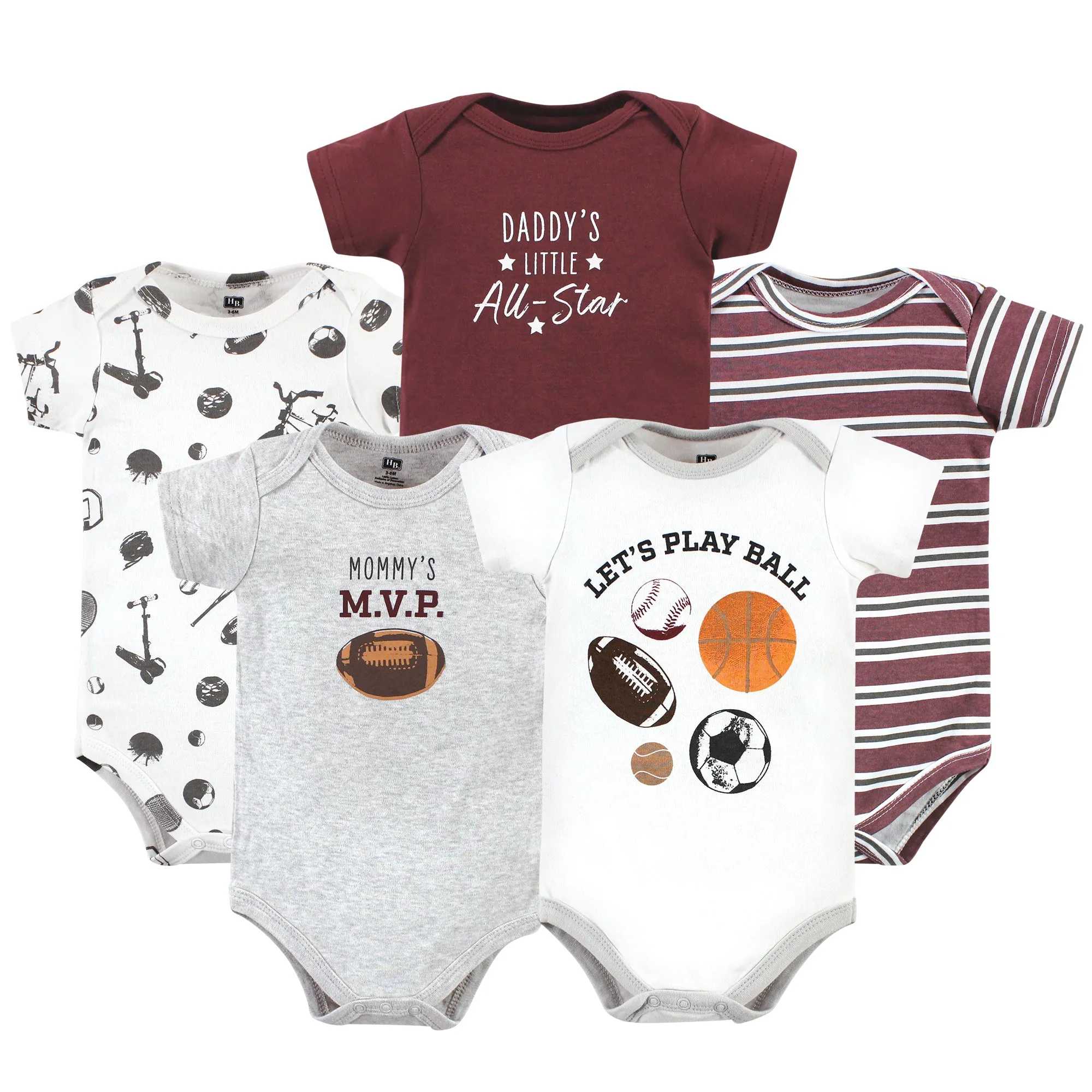 Hudson Baby Cotton Bodysuits, Ball