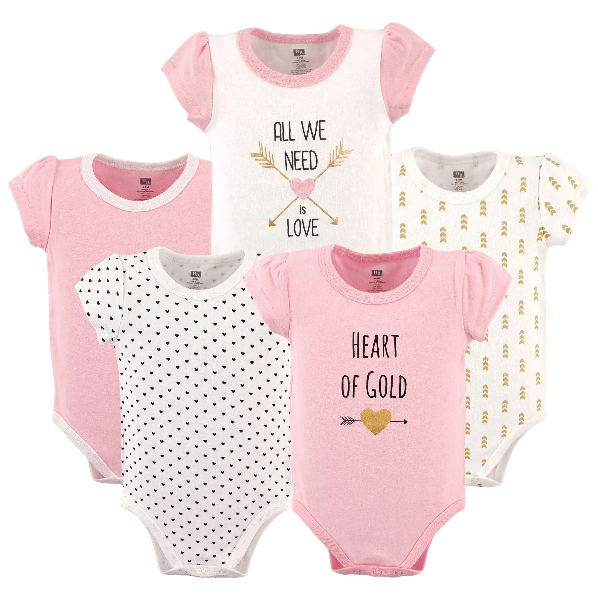 Hudson Baby Cotton Bodysuits, Heart