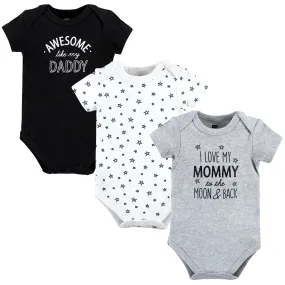 Hudson Baby Cotton Bodysuits, Mom Dad Moon Back