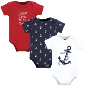 Hudson Baby Cotton Bodysuits, Nautical Anchor