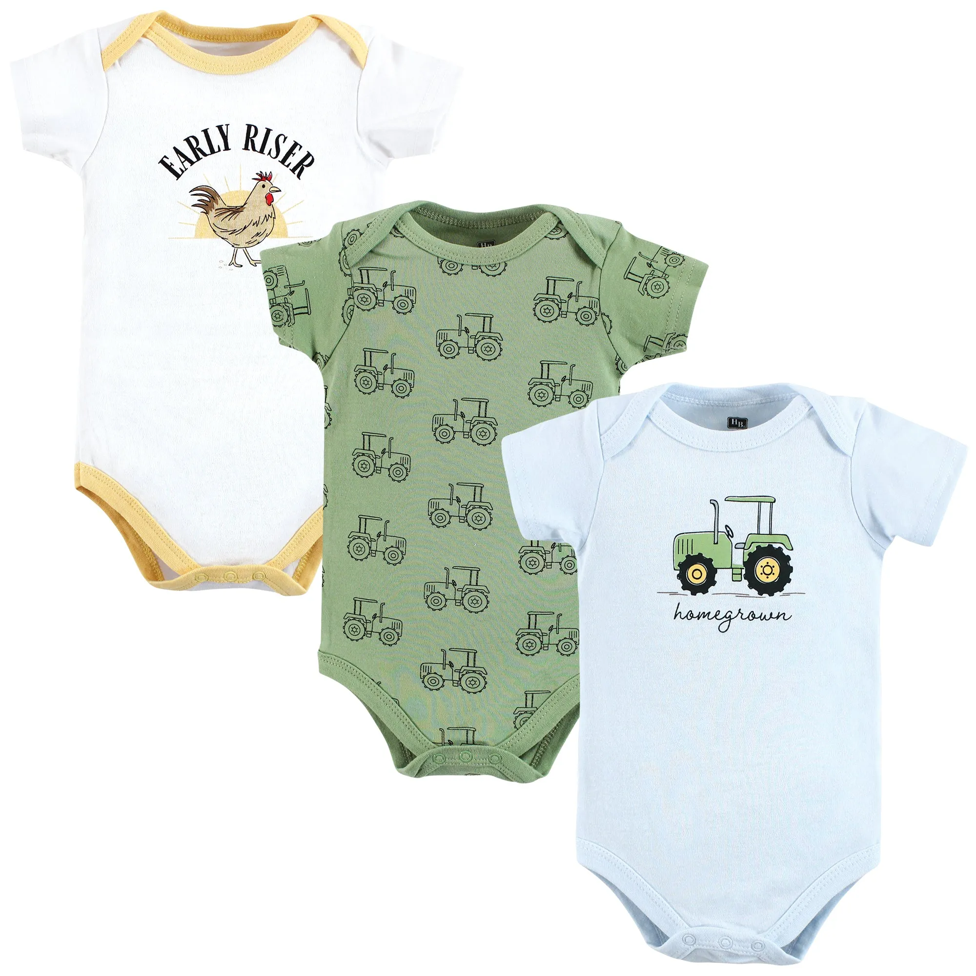 Hudson Baby Cotton Bodysuits, Tractor