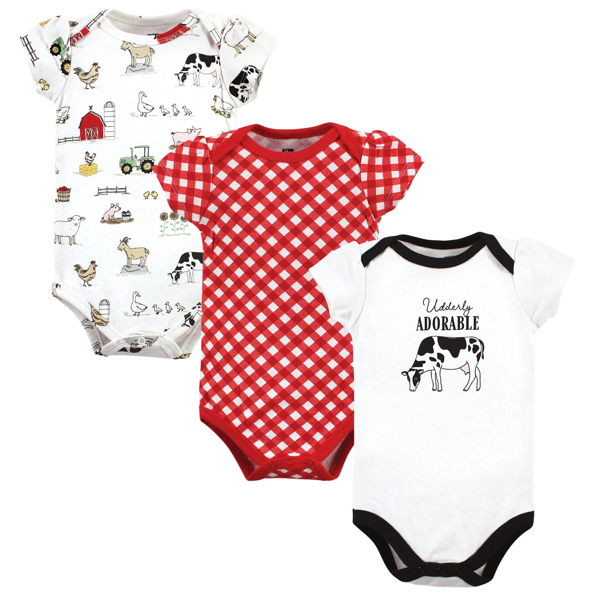 Hudson Baby Cotton Bodysuits, Udderly Adorable