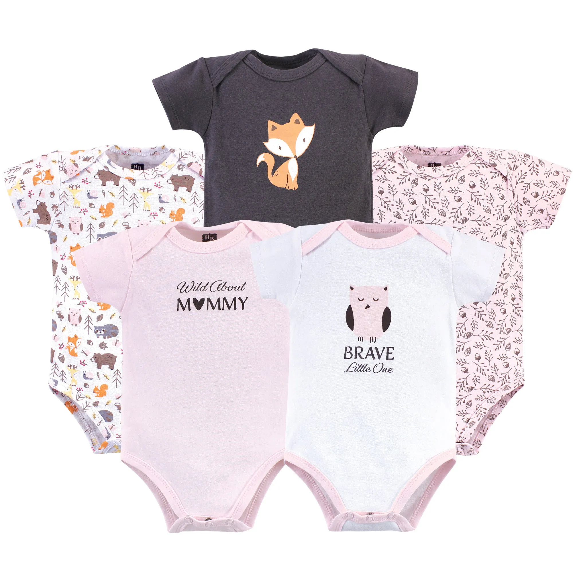 Hudson Baby Cotton Bodysuits, Woodland