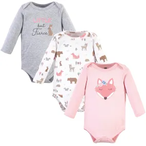 Hudson Baby Cotton Long-Sleeve Bodysuits, Girl Fox 3-Pack