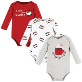 Hudson Baby Cotton Long-Sleeve Bodysuits, Hot Cocoa Vibes