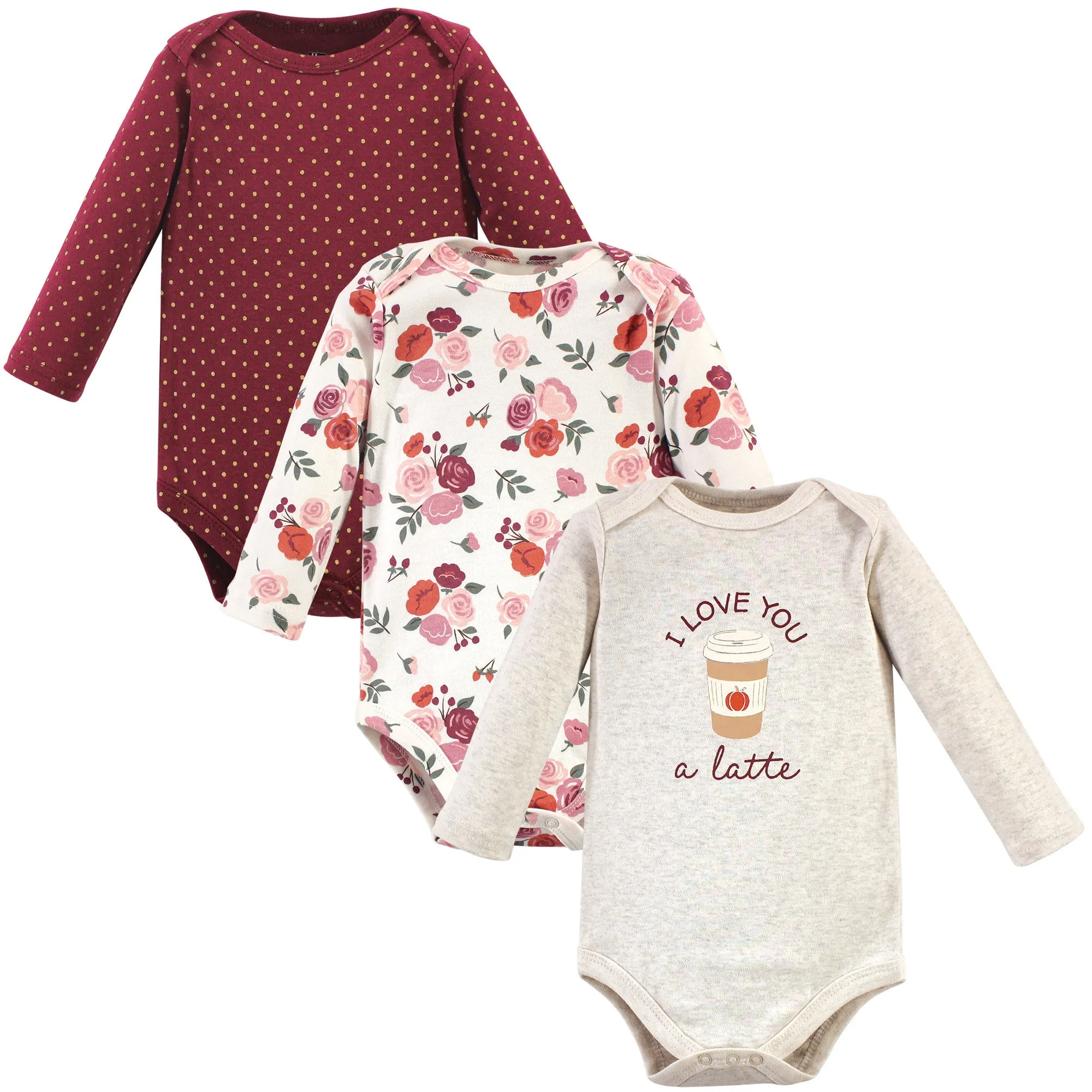 Hudson Baby Cotton Long-Sleeve Bodysuits, Pumpkin Spice 3-Pack