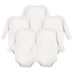 Hudson Baby Cotton Long-Sleeve Bodysuits, White