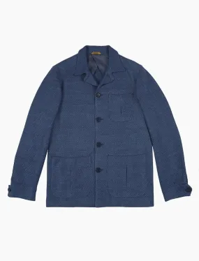 Jeans Blue Textured Jersey Cotton & Linen Shacket