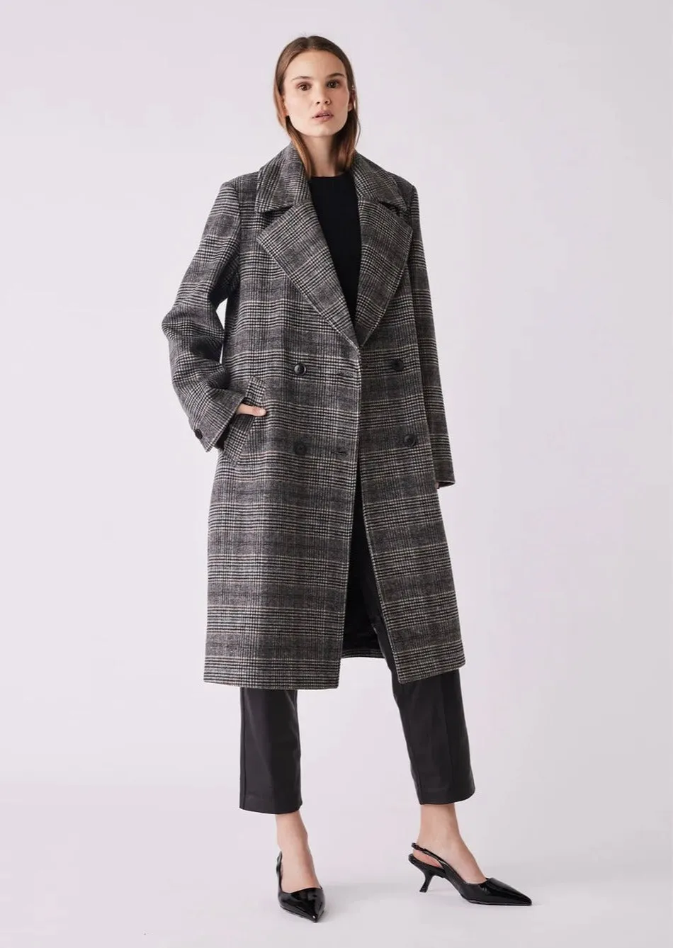 Lyon Coat Grey/ Brown Check