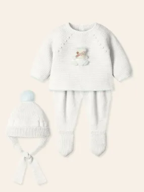 Mac Ilusion teddy bear ivory knitted 3 piece suit