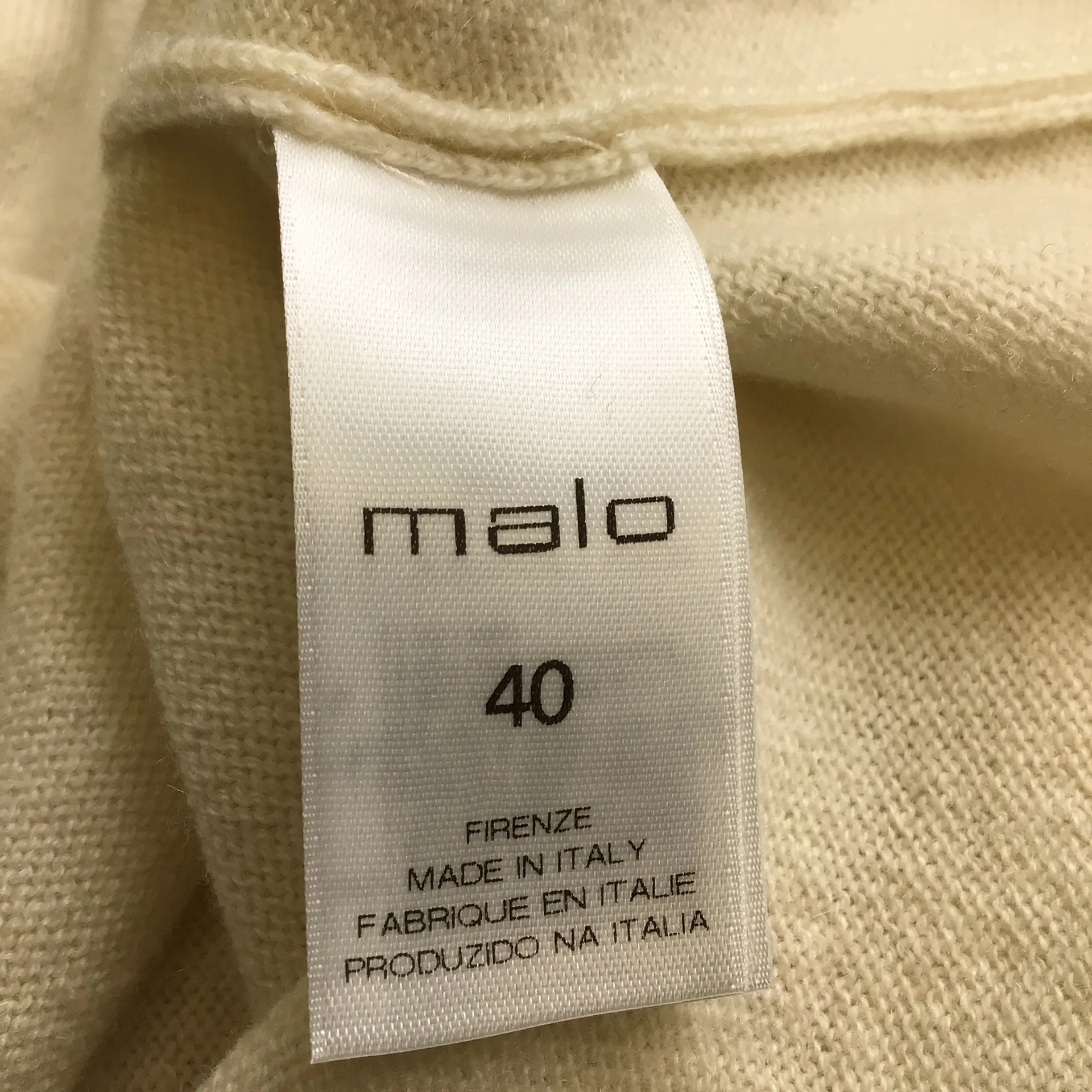 Malo Ivory Hooded Long Sleeved Silk Lined Cashmere Knit Sweater