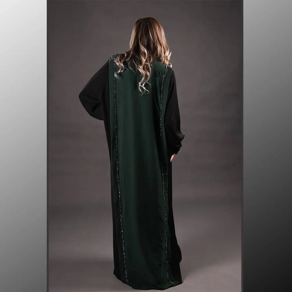 MAYASSA LINEN PLEATED OPEN ABAYA