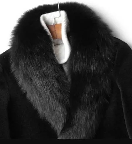 Men Long Faux Fur Coat Black