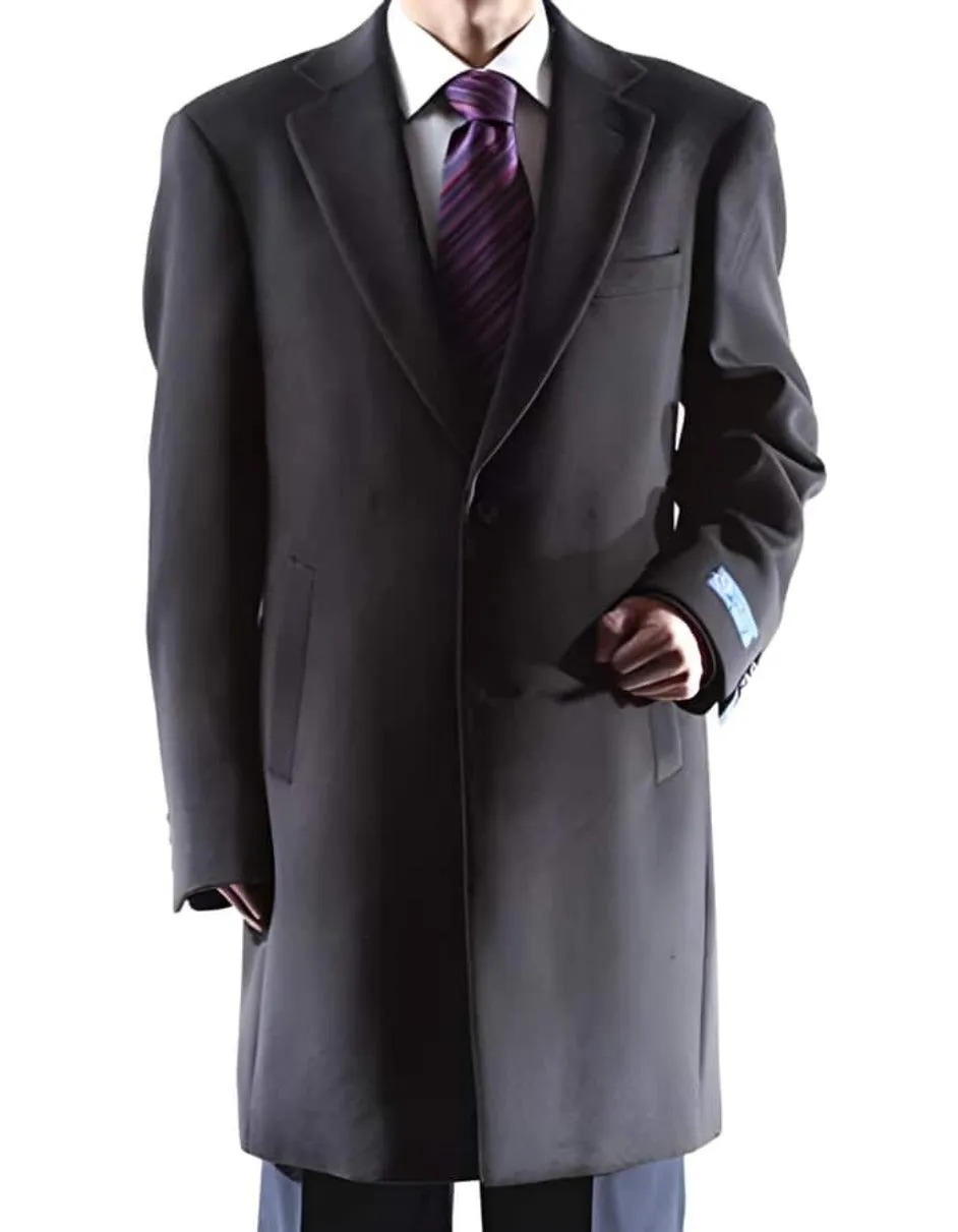 Men's  Caravelli Two Button 3/4 Length Black Long men's Car Coat Dress Topcoat - Winter coat