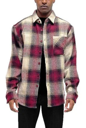 Mens Flannel Shirt Jacket Checkered Plaid Shacket