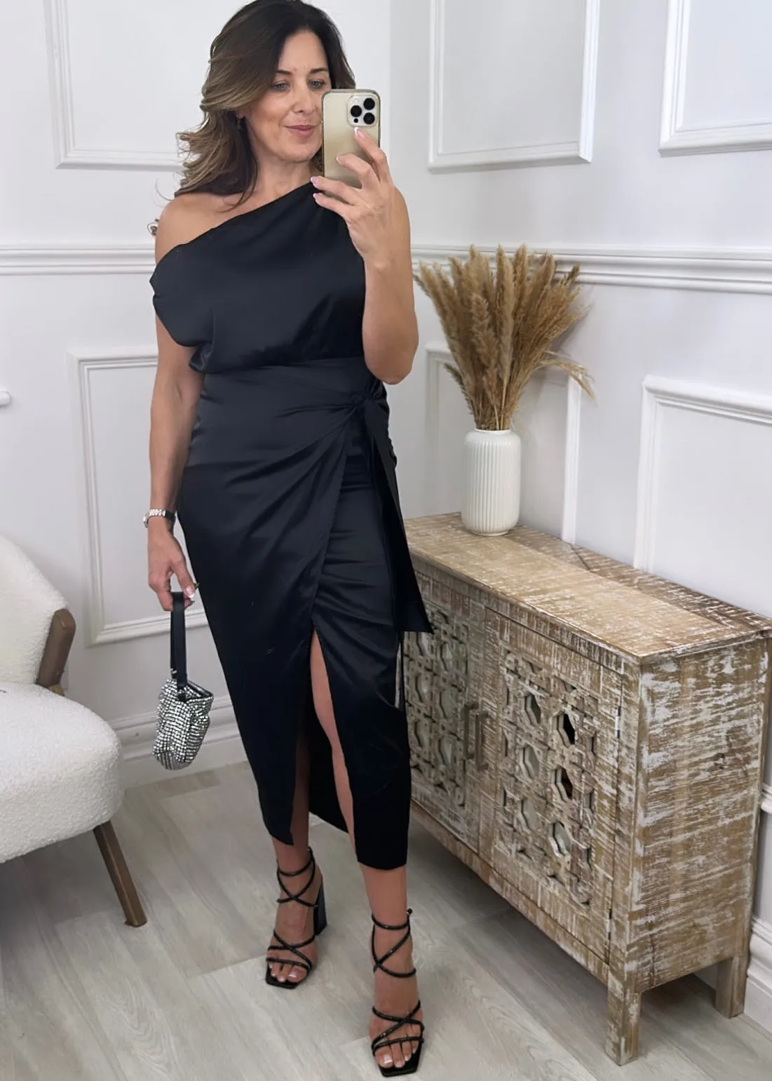 Meriah Black Off The Shoulder Dress