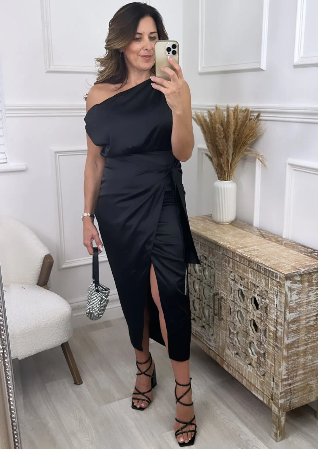 Meriah Black Off The Shoulder Dress