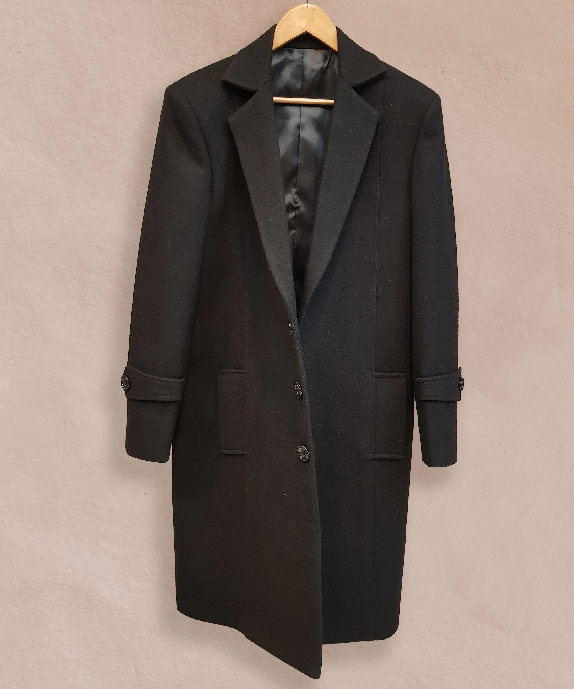 Midnight Black Balmacaan Coat