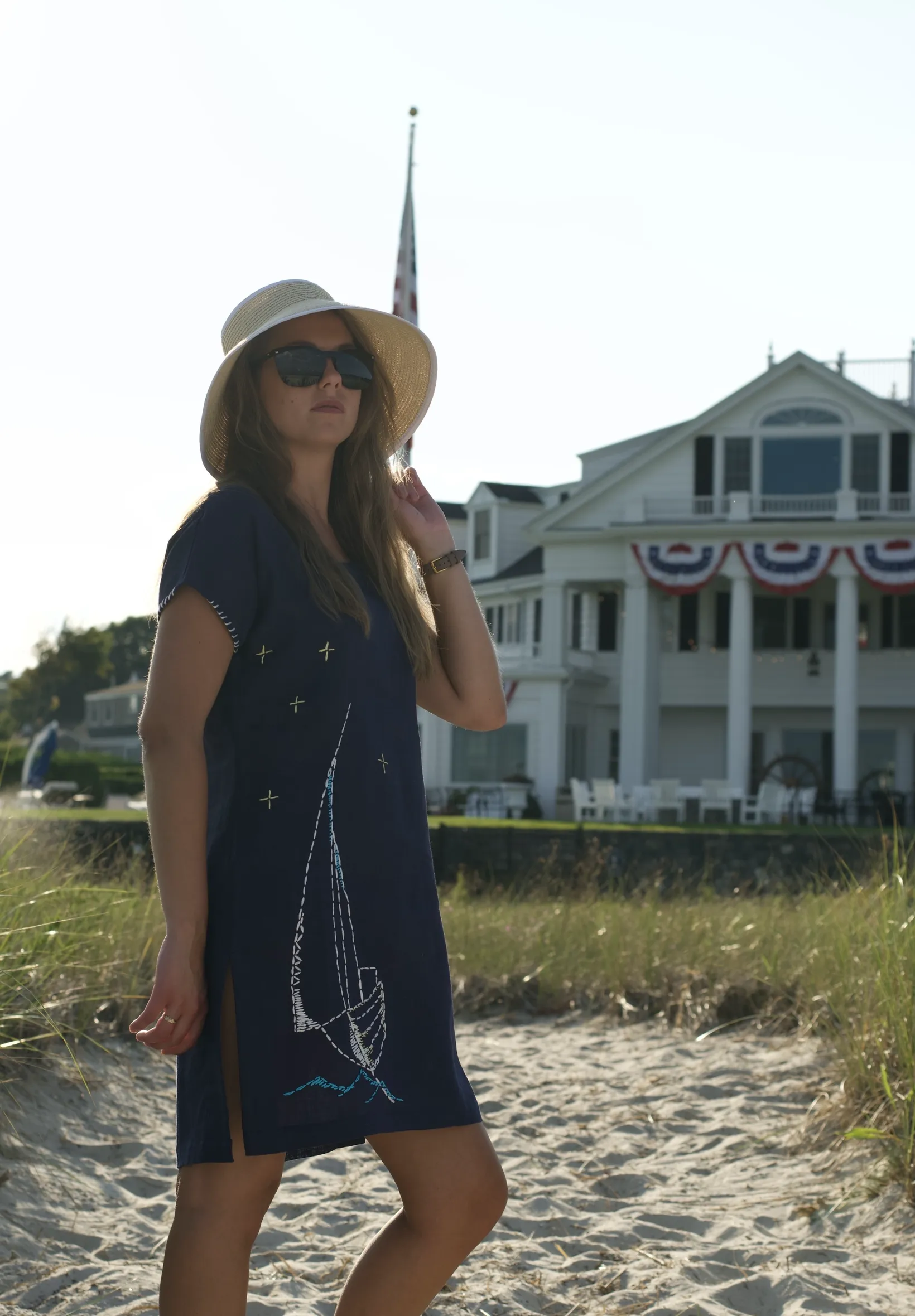 Navy Linen Beach Cover-Up