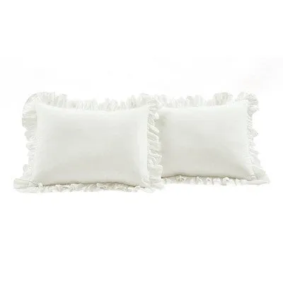 New - 2pc Twin/Twin Extra Long Reyna Cotton Duvet Cover Set White - Lush Décor