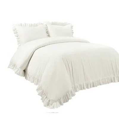 New - 2pc Twin/Twin Extra Long Reyna Cotton Duvet Cover Set White - Lush Décor