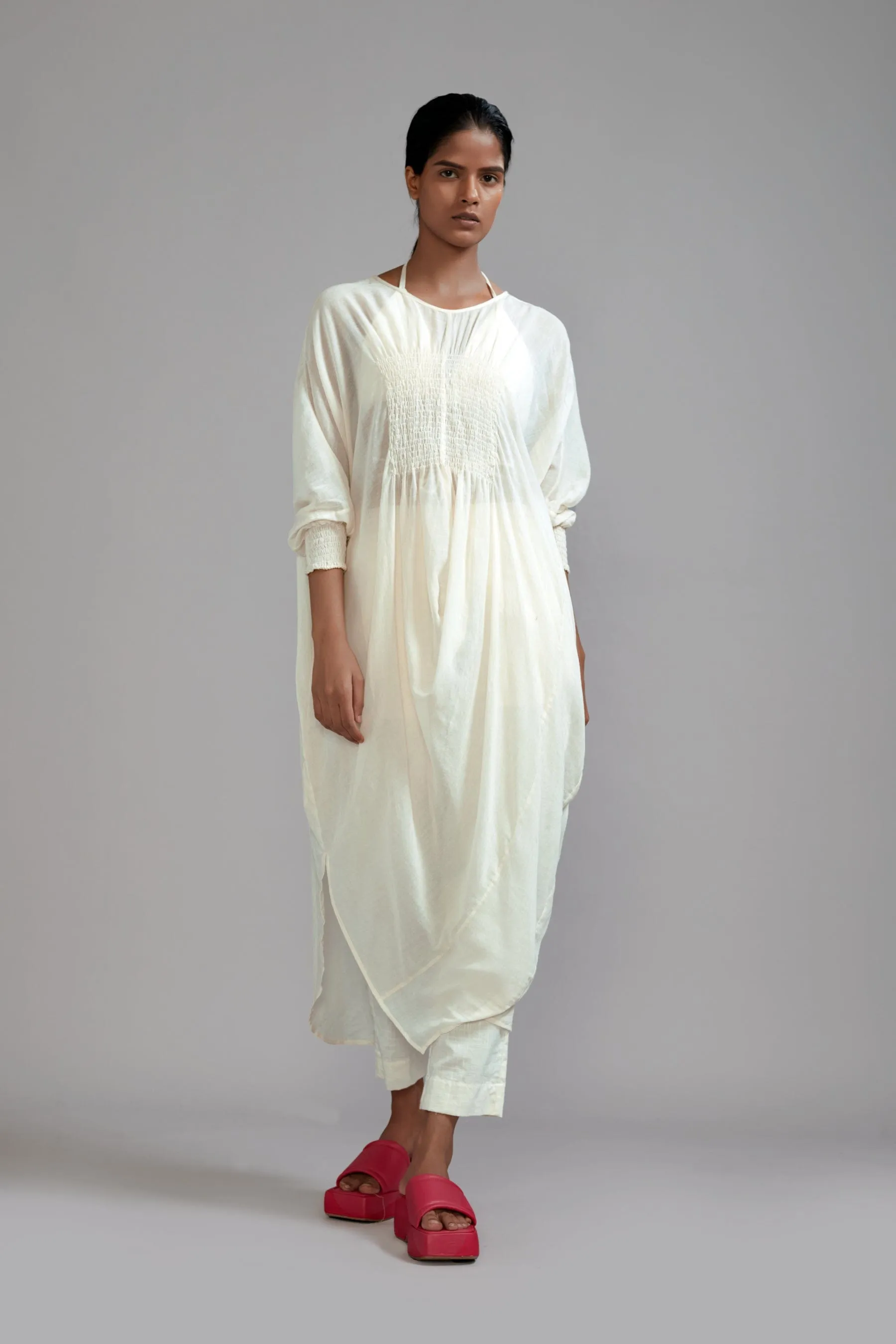 Off-White Smocked Cowl Tunic