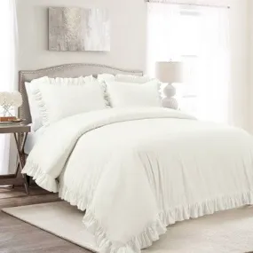 Open Box - 2pc Twin/Twin Extra Long Reyna Cotton Duvet Cover Set White - Lush Décor