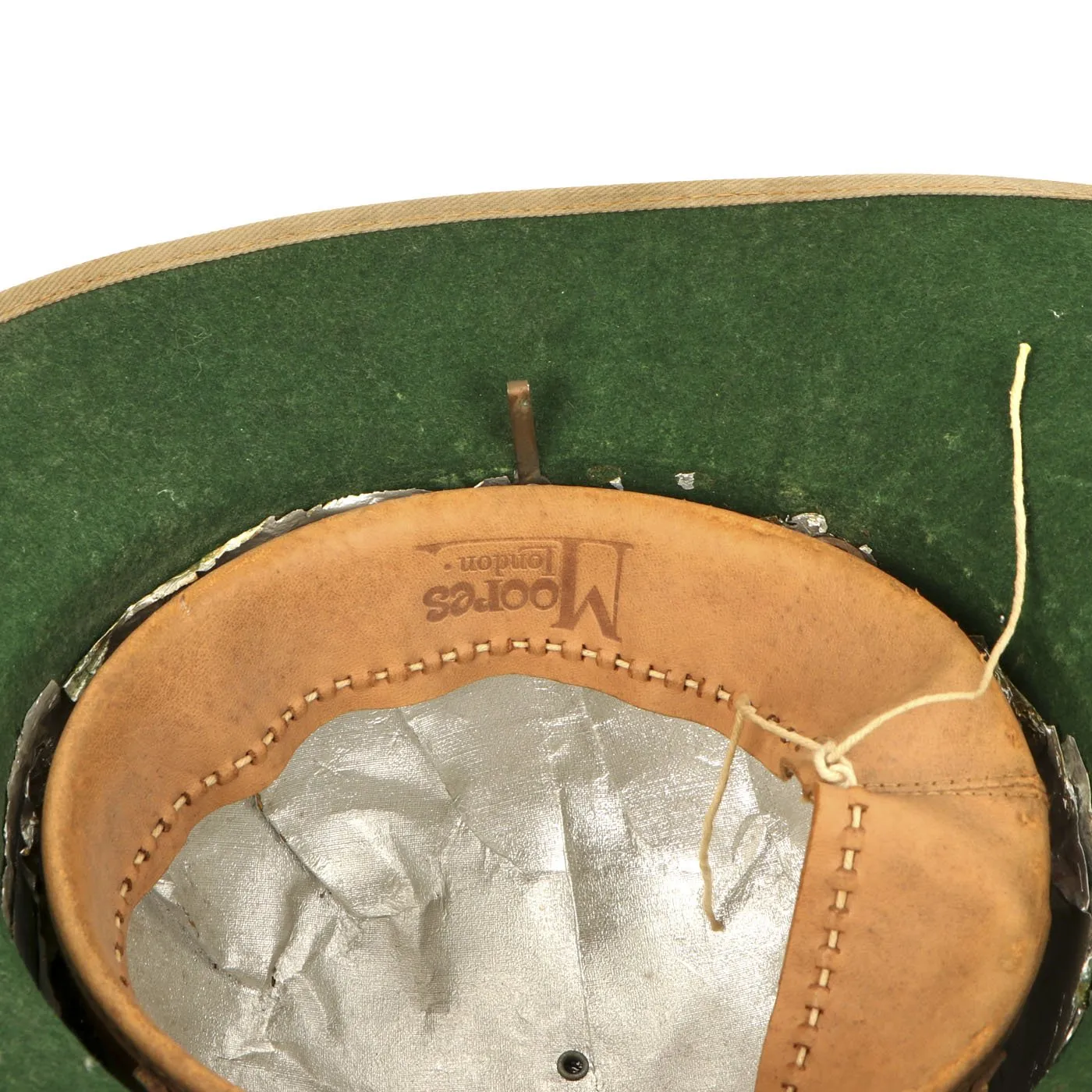 Original British WWII 1942 Dated Wolseley Pattern Pith Sun Helmet with Suffolk Regiment Minden Flash by Moores of London