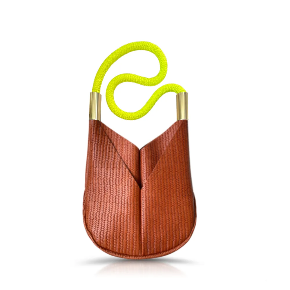 Original Wildwood Bag | Small Crossbody in Brown Basketweave Leather