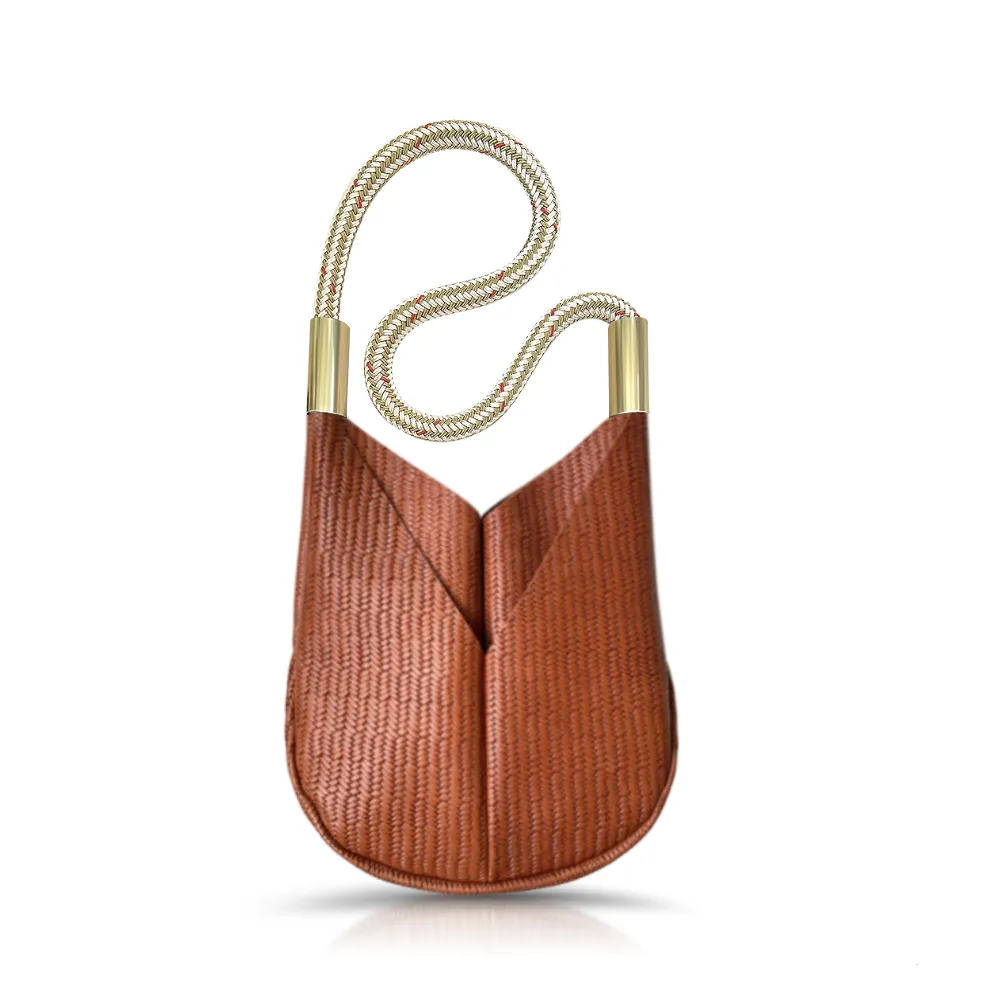 Original Wildwood Bag | Small Crossbody in Brown Basketweave Leather