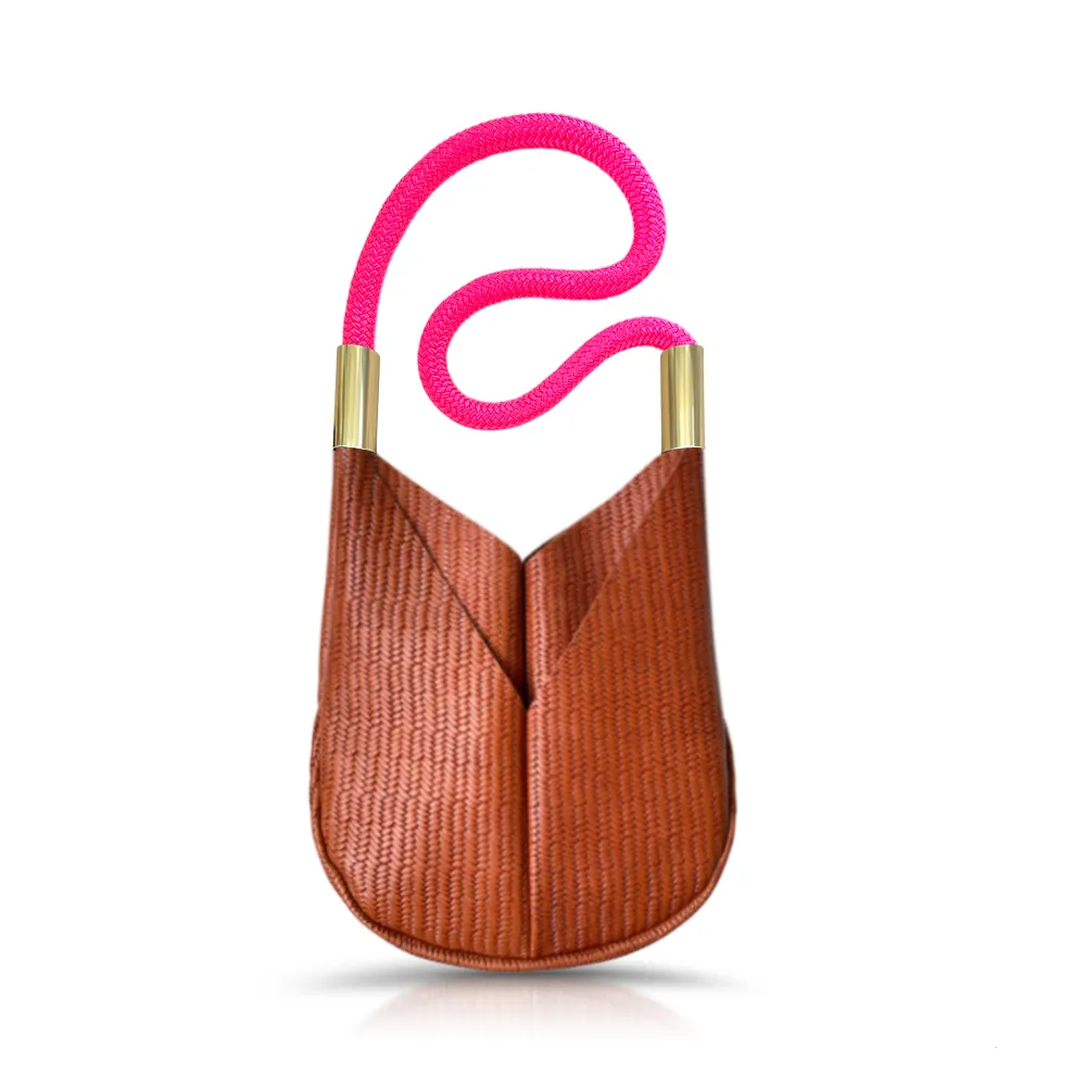 Original Wildwood Bag | Small Crossbody in Brown Basketweave Leather