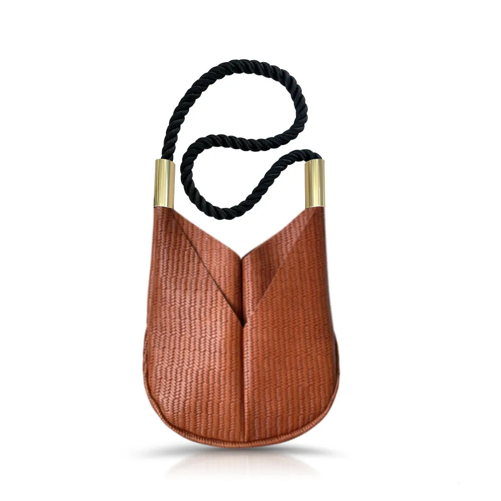 Original Wildwood Bag | Small Crossbody in Brown Basketweave Leather