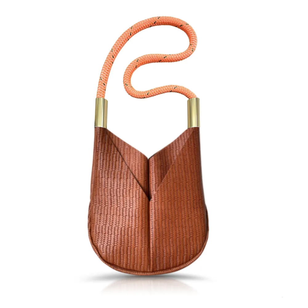 Original Wildwood Bag | Small Crossbody in Brown Basketweave Leather