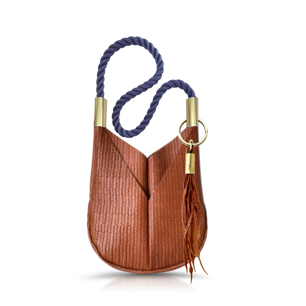 Original Wildwood Bag | Small Crossbody in Brown Basketweave Leather