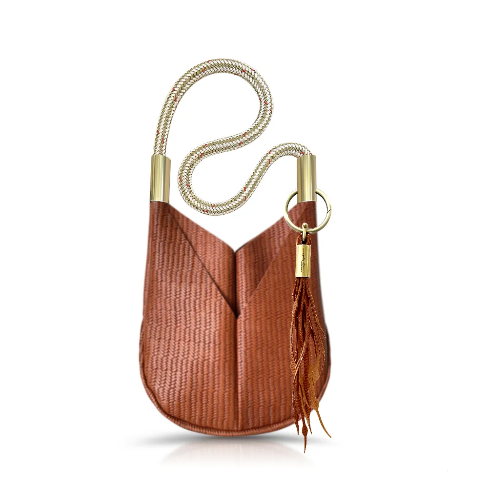 Original Wildwood Bag | Small Crossbody in Brown Basketweave Leather