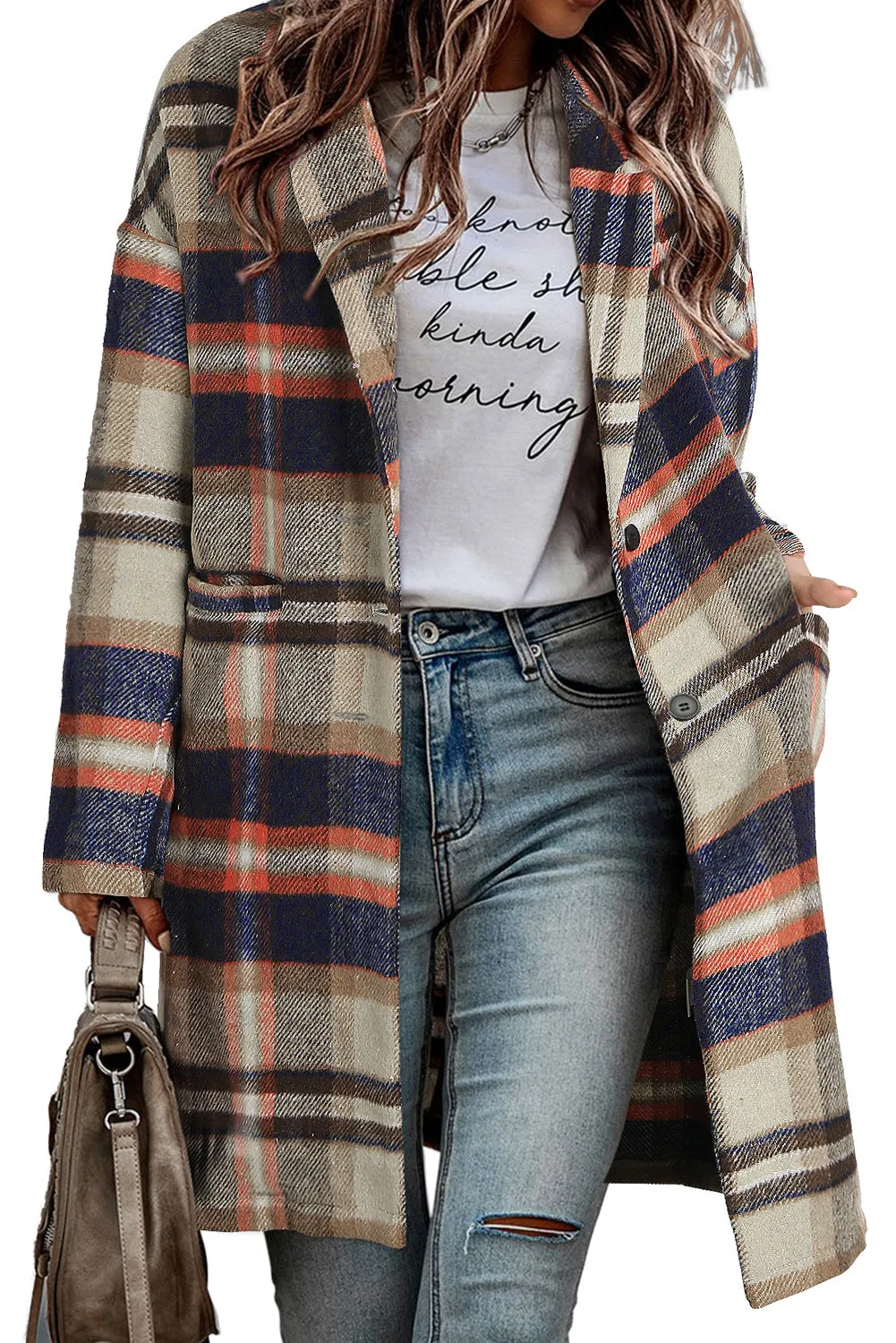 Plaid Pocketed Coat Jacket