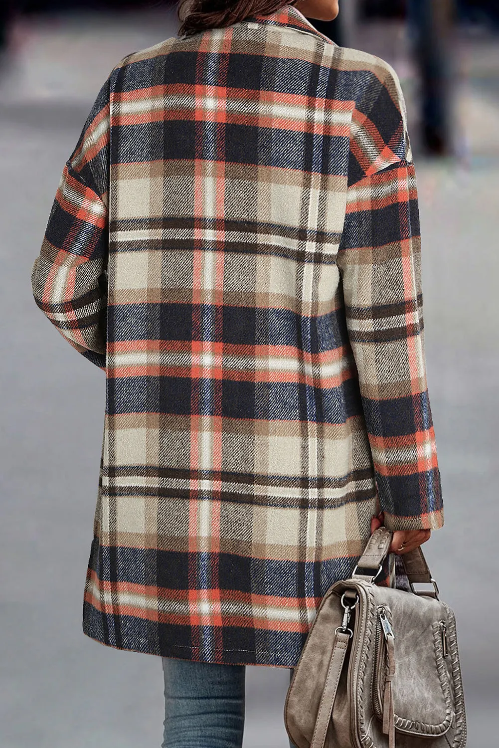 Plaid Pocketed Coat Jacket