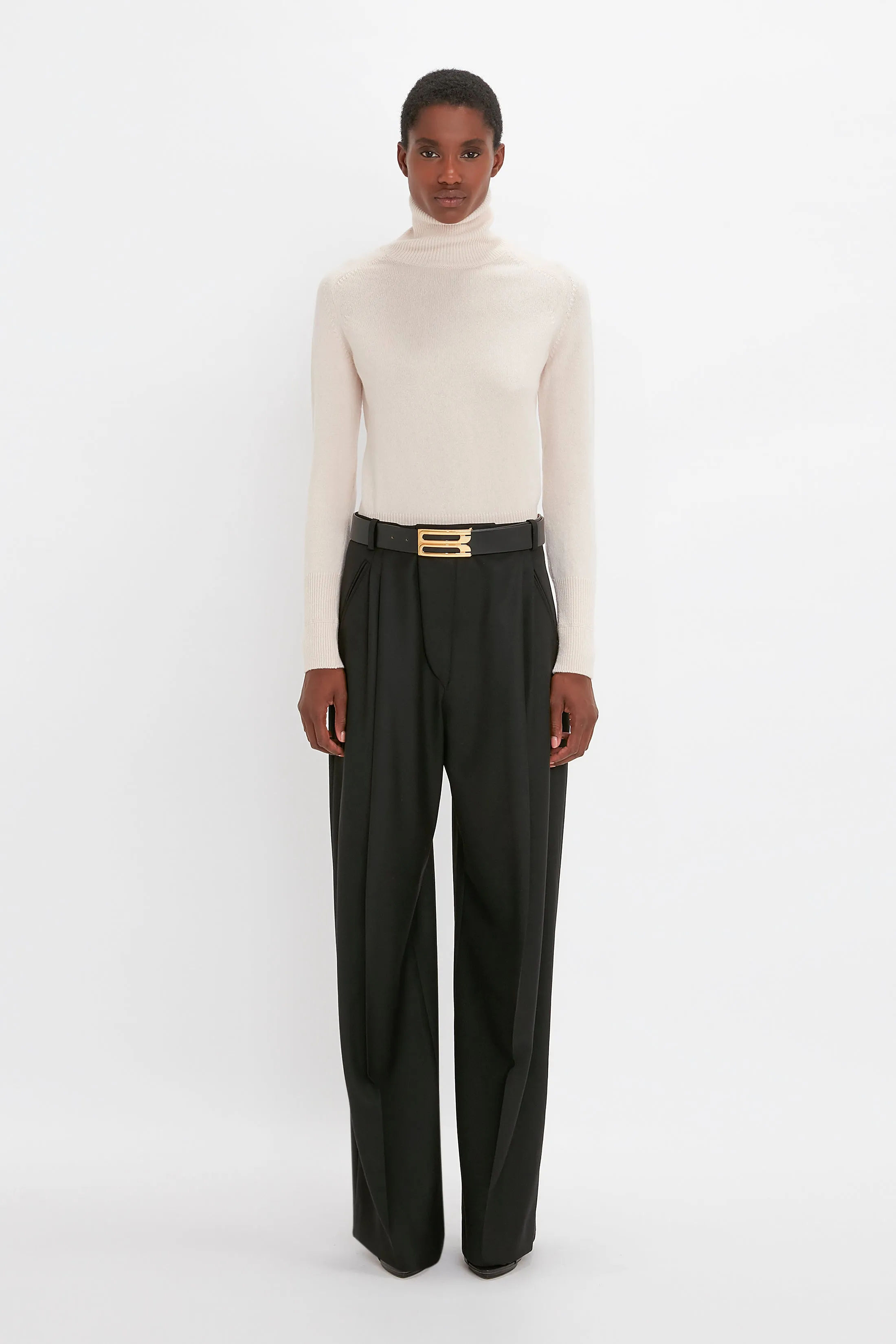 Polo Neck Jumper In Ivory