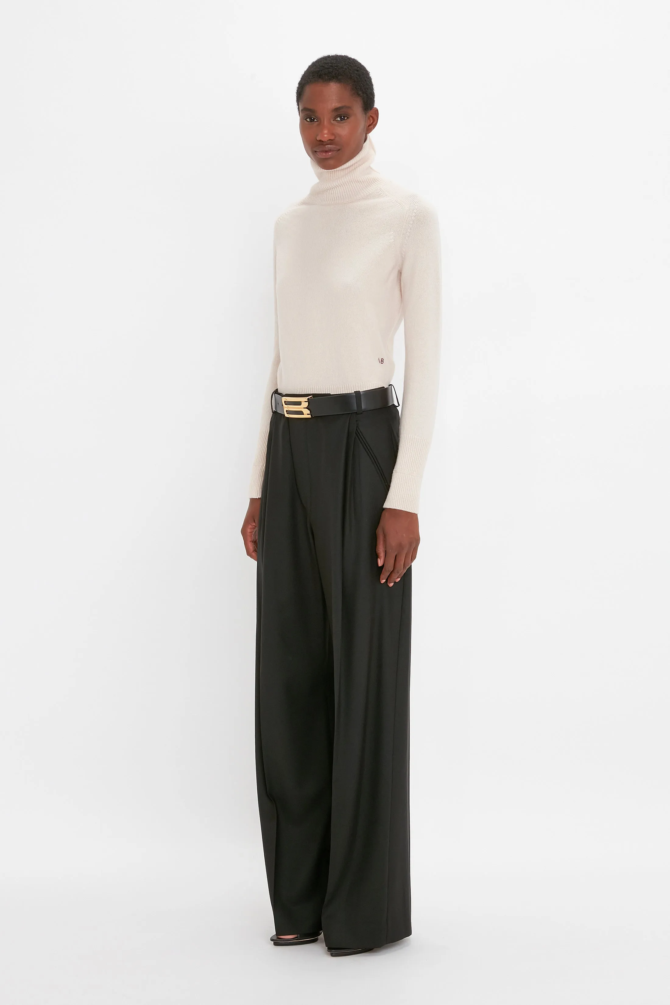 Polo Neck Jumper In Ivory