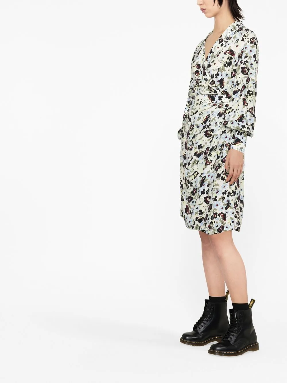 PRINTED CREPE WRAP DRESS