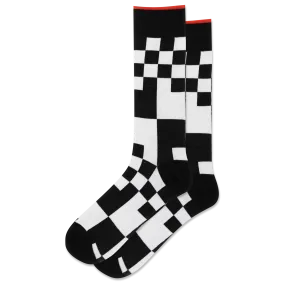 "Mixed Grid" Cotton Crew Socks by Hot Sox - Large