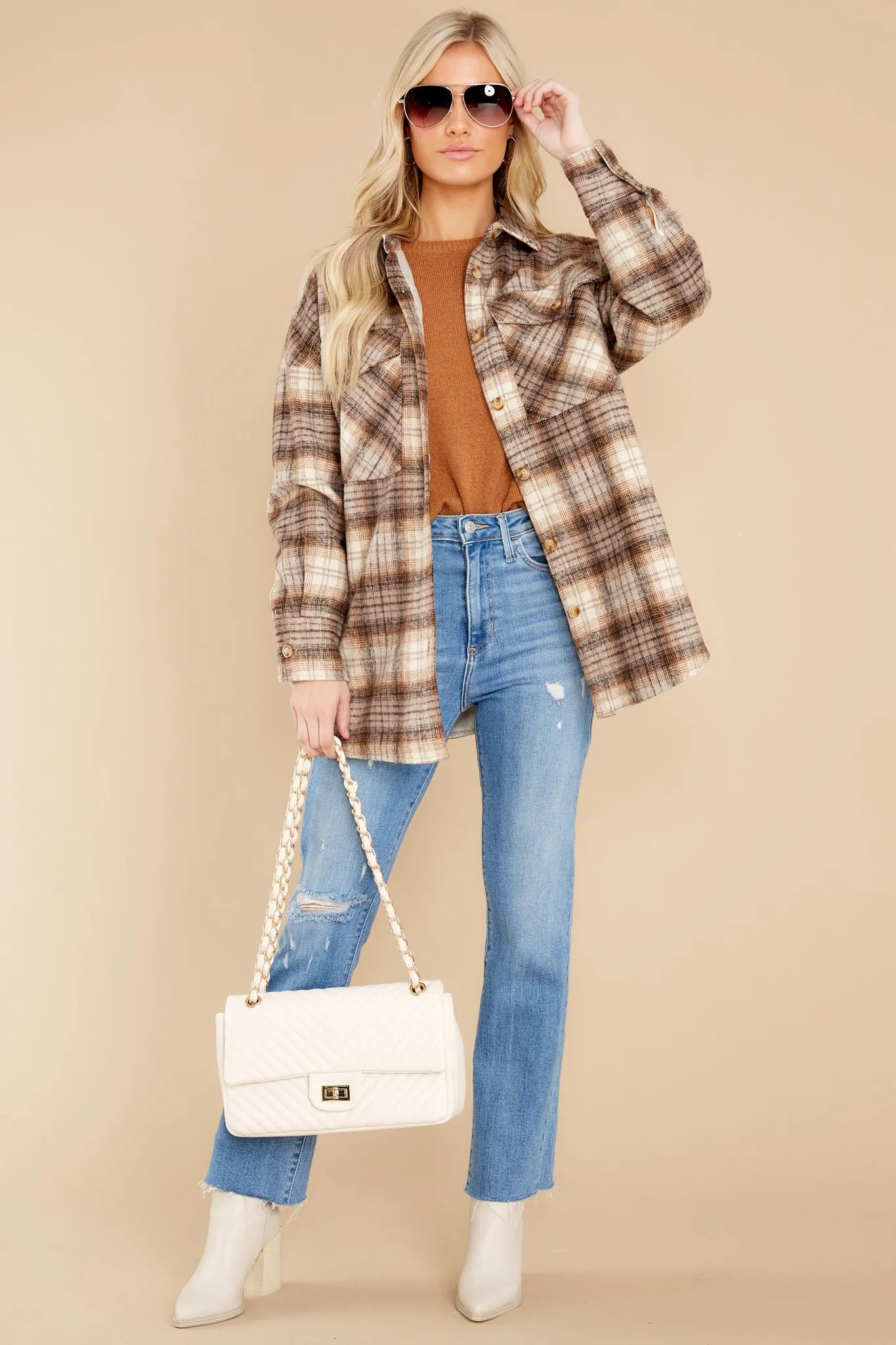 Rock It Any Day Brown Plaid Shacket