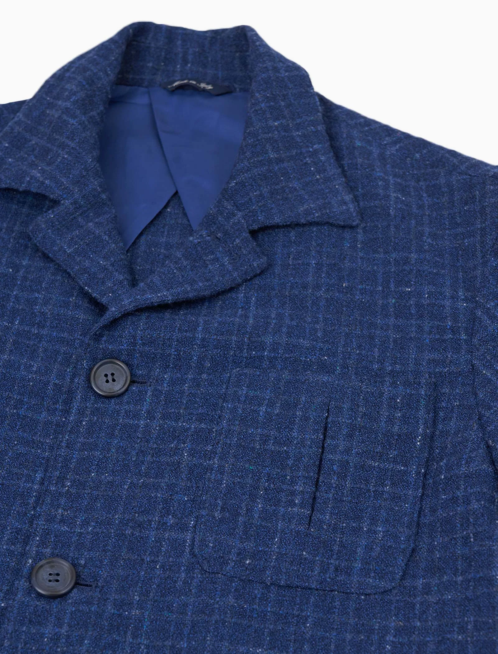 Royal Blue Textured Check Wool Shacket