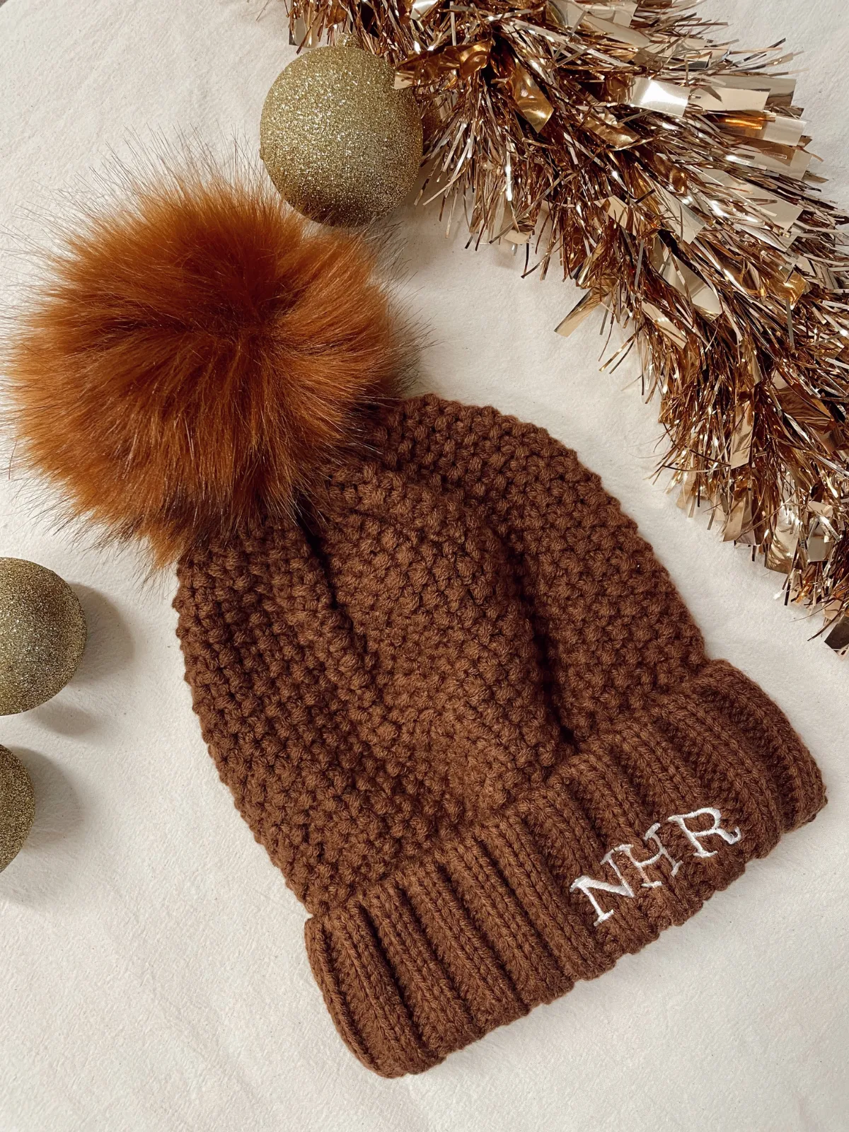 Sammy Brown Knitted Pom Pom Bobble Hat